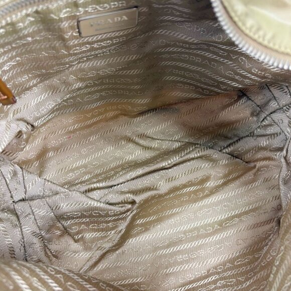 Prada One Shoulder Bag Triangle Logo Hobo Soho Khaki Brown Tessuto Nylon - Picture 10 of 12